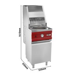 Friteuse à gaz - ronde - 13 litres - 17 kW - avec hotte et bac à copeaux	
