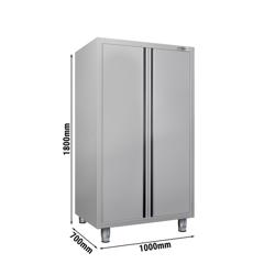 Armadio per stoviglie in acciaio inox ECO - 1000x700mm - 2 porte a battente - Altezza: 1800mm