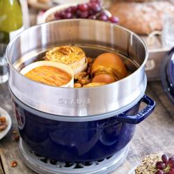 STAUB | LA COCOTTE - Cocotte com acessório para vapor - Ø 260mm - Ferro fundido - Azul escuro