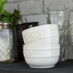 (2) STAUB| Ceramic Mould Set – Ivory White - Antique Glaze - Stackable