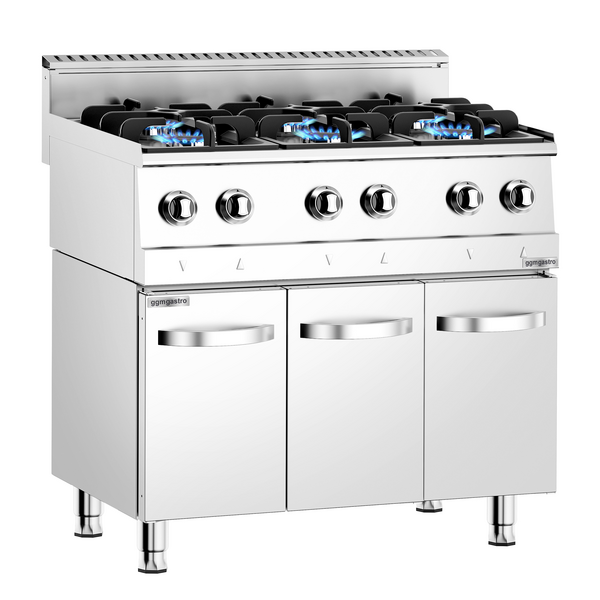 Fogão a gás - 19,5 kW - 6 queimadores - incl. armário inferior