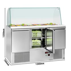 Saladette ECO - 1368mm - 3 Türen - mit hohem Glasaufsatz für 4x GN 1/1