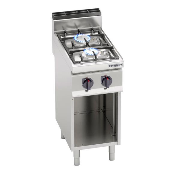 Fogão a gás - 2x queimadores (9,5 kW) com chama piloto