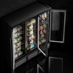 Commercial multideck display freezer - 1890mm - 1539L - with 3 hinged glass doors & 5 shelves - Black