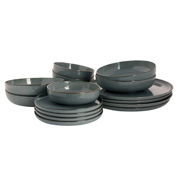 (24-Peças) Conjunto de Louça de mesa, Antigo - Azul