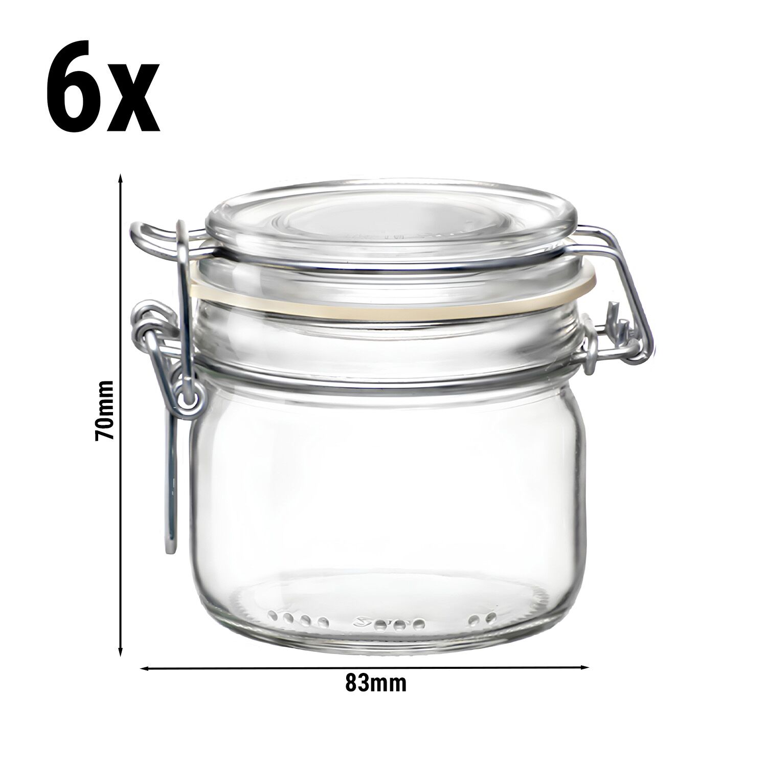 (6 pcs) Bocal hermétique Bormioli Rocco - DUBLIN - 130ml - fermeture à étrier