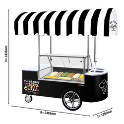 Carro de helados - con 2 puertas correderas - Cuadrado - 2,4 x 1,2 m