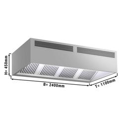 Commercial Extraction Canopy - Wall-Mounted - 2400mm - without Motor (for External Fan) - with Baffle Filters