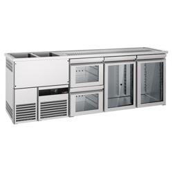 Barkoelkast PREMIUM - 2500x700mm - 2 glazen deuren & 2 laden