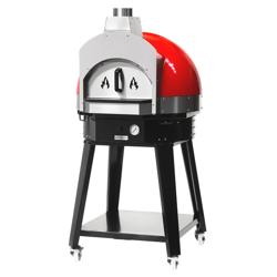 Kültéri gázos/fa tüzelésű pizzakemence - 850x920x1 670 mm - max. 400 °C - piros