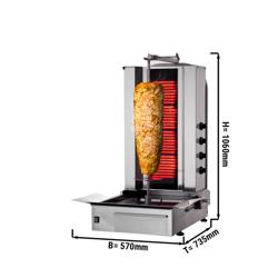 Elektromos Gyros sütő - 4 égő - 7,20 kW - max. 60 kg - Asztali kivitel - tartozékokkal: Dönernyárs, összecsukható ajtók (balról-jobbról)