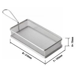 Koszyk do frytek - ze stali nierdzewnej - prostokątny - 310x105mm - z 1 uchwytem