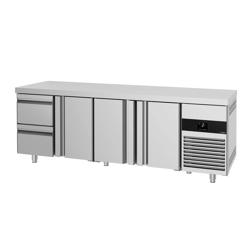 Commercial Counter Fridge PREMIUM - 2330x700mm - with 3 doors - 2 drawers - capacity 632 litres
