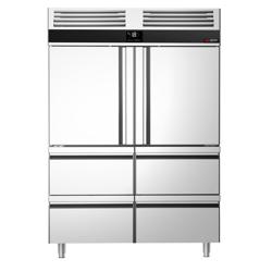 Frys rostfritt stål PREMIUM - GN 2/1 - 1400 liter - med 2 halvdörrar & 4 lådor