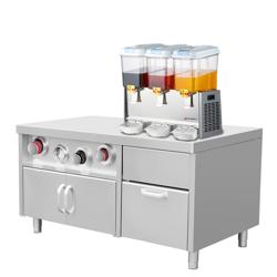 Tavolo armadiato da lavoro per distributore di succo con distributori di bicchieri monouso e vasca per ghiaccio - Acciaio inox AISI 304 - 1500x800mm