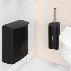 AIR-WOLF | Portascopino WC con frontale chiuso - Acciaio inox nero opaco