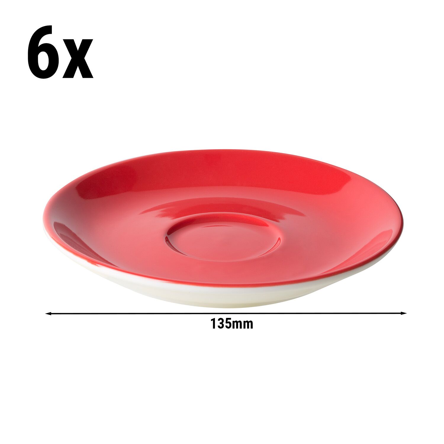 (6 pcs) BART COLOUR CAFE - Soucoupe à café - Ø135mm - Rouge