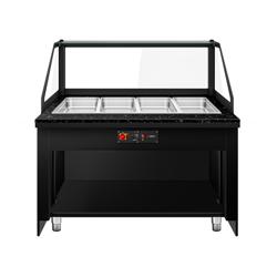 Vetrina calda TORONTO - 1500mm - frontale nero - per 4x GN 1/1 - piano di lavoro in granito nero