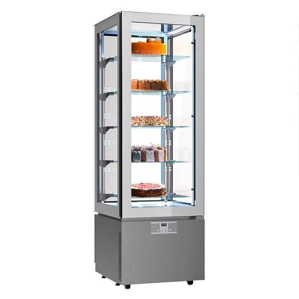 Commercial cake display fridge - 324L - 600mm - Double glazing - with 5 glass shelves - 1 glass door