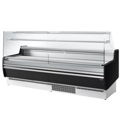 Banco gastronomia professionale - 2560x953mm - Ventilata - 282 L - Vetro dritto - con 4 porte - con 1 ripiano - Pannello frontale nero