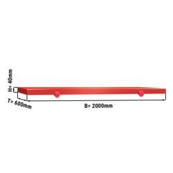 Tagliere professionale in polietilene (HDPE) - 2000x600mm - Spessore: 40mm - Conforme HACCP - Rosso - con fermi antiscivolo - dotato di 4 fermi