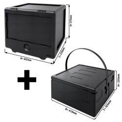 Thermobox / Pizzabox - Frontmatad - 100 liter - för 4 pizzor Ø 35 cm - inkl. pizzalåda