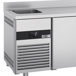 Koelwerkbank PREMIUM - 1900x700mm - met 3 deuren, 1 spoelbak links & achterwand