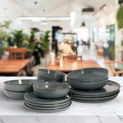 (16 st) Antigo - Tallrik - servis - porslin - blå