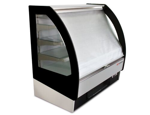 Vitrine murale réfrigérée - Libre-service - 1250mm - 365L - avec 3 étagères - arrière fermé - avec rideau de nuit - Noir