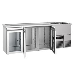 Barkoelkast PREMIUM - 2500x700mm - 3 glazen deuren