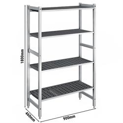 Početni regal od aluminija - 900x460 mm - Dubina: 460 mm - s 4 podesivim policama - Nosivost: 900 kg ukupno