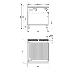 Fry Top Elettrico Professionale - 13,7 kW - Rigato - incl. sottotelaio