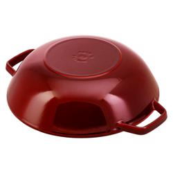 STAUB | SPECIALITES - Wok avec couvercle en verre - Ø 300mm - Fonte - Rouge grenadine	