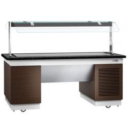 Buffet gekoeld DUBLIN - 2000mm - met gekoelde plaat & zwenkwielen - zwart