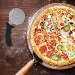 (5 kpl) Konditoriasetti - ruostumaton teräs - 5-osainen - 1 pizzaleikkuri, 2 palettiveistä, 1 paistolasta ja 1 taikinakaavin