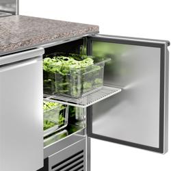 Stół Sałatkowy PREMIUM - 903 mm - nadstawka ze stali nierdzewnej dla 5x GN 1/6 - 2 drzwi	