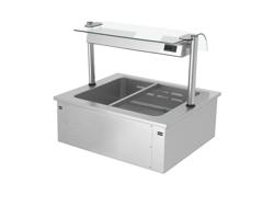 Bain-marie encastrable - 0,8 m - 2x GN 1/1 - avec pare-haleine en verre