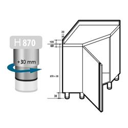 Table armoire d’angle en acier inoxydable PREMIUM - 1000x1000mm - avec dosseret