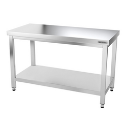 Table de travail en inox PREMIUM - 1400x600mm - avec fond sans rebord	