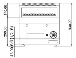 Gas lavasteengrill - 7kW - Staand model - 700mm diep - Zwart - incl. onderbouwkast met 1 deur