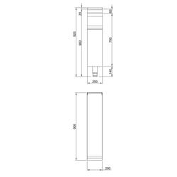 Neutraal element standapparaat met onderbouw Paolo 900 - 200x900x920mm - RVS AISI 304