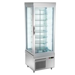 Vitrine panoramique pour fromage – 430 litres – 670 mm – 7 étagères rotatives – Argent