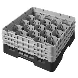 CAMBRO | CAMRACK® - Üvegmosó kosár 1/1 3 hosszabbítóval - 500x500mm - 20 rekesz - Fekete