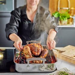 DEMEYERE | Industry 5 Roasting Pan – 390×330 mm Rectangular, XL Oven Only – Roasting Rack Included – 18/10 Stainless Steel