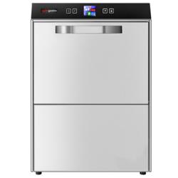 Lave-vaisselle professionnel - Double paroi - Panier 50x50cm - Commandes électroniques - 3,55kW - avec pompe de vidange + pompes doseuses détergent et liquide de rinçage