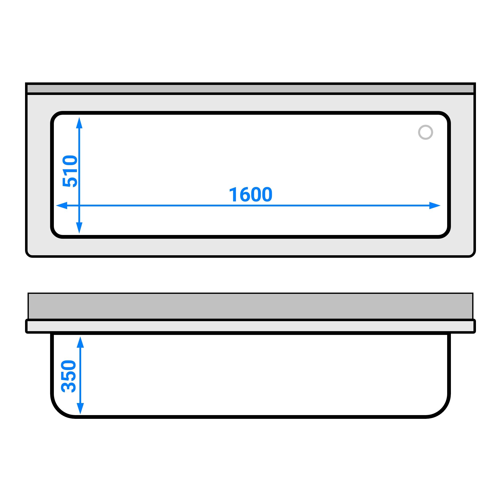 Plonge à marmites en inox ECO - 1800x700mm - avec étagère basse & 1 bac