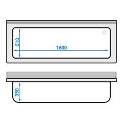RVS spoeltafel ECO - 1800x700mm - met onderblad - met 1 spoelbak