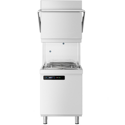 Lavastoviglie a passaggio / a capote - Digitale - 7,1 kW - incl. tavolo di alimentazione a destra, tavolo di uscita a sinistra e decalcificatore - con pompa per detersivo e pompa brillantante