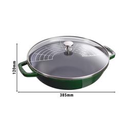 STAUB | SPECIALITIES - Wok üvegfedővel - Ø 300mm - Öntöttvas - Bazsalikom zöld