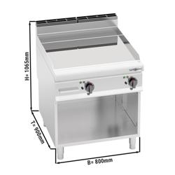 Elektrische bakplaat - hardverchroomde plaat - 11,4kW - Glad - Bakoppervlak: 396x667mm - met open onderbouw